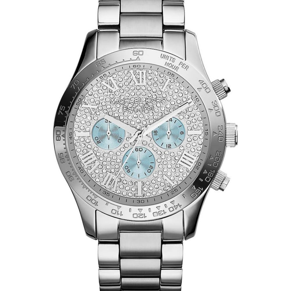 Michael Kors Silver Crystal Pave Chronograph Watch